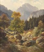 Ludwig SCKELL (1833 - 1912). Mountain stream in the Alps.