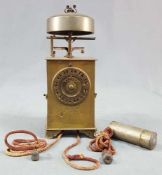 Old Chinese wall clock with bell and weights.