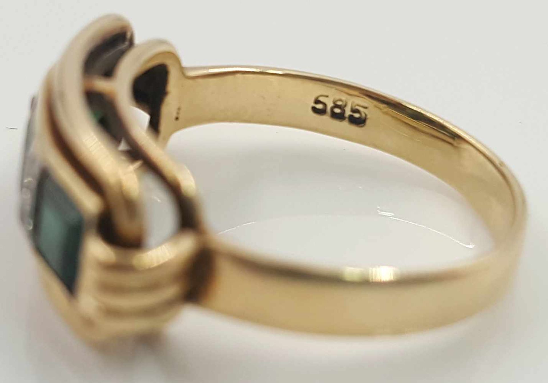 Ring, yellow gold 585, et al. With 3 green gemstones. - Bild 4 aus 7