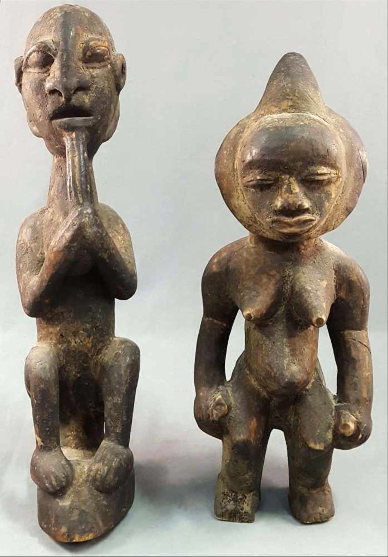 A couple of African wooden figures. Man and Woman. - Image 2 of 7