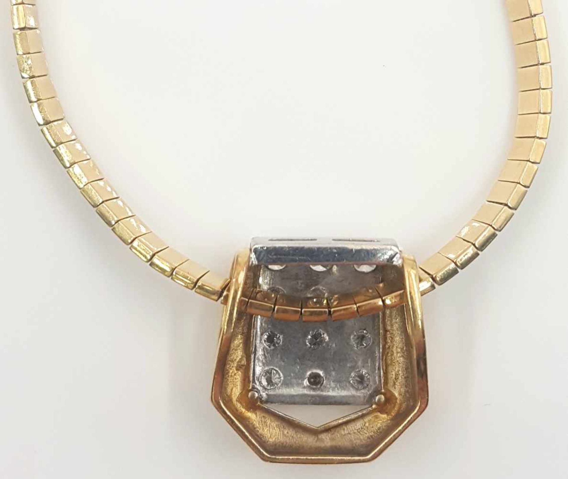 Necklace, 750 yellow gold and pendant with 12 diamonds. - Image 3 of 8