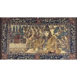 Isfahan Persian carpet. Pictorial rug, Iran. Antique, around 1880.