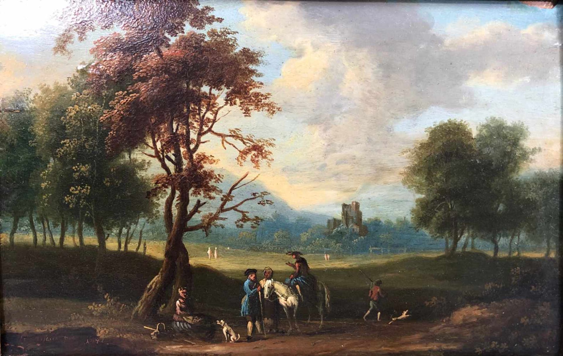 Attributed to Johann Franz ROUSSEAUX (1717 - 1804). Two landscapes with horse men. - Image 3 of 10