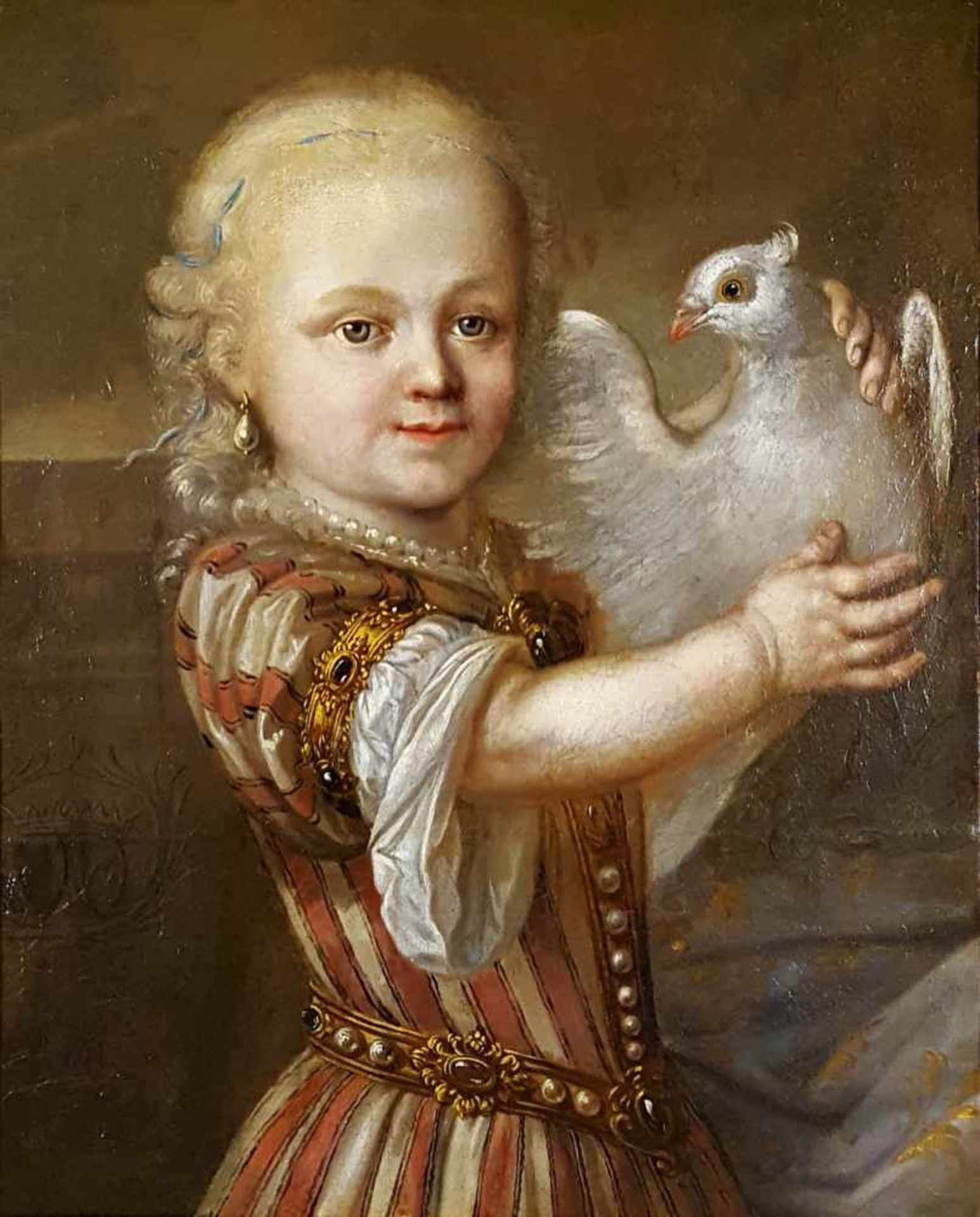 MONOGRAMMIST (XVII - XVIII). Portrait of a young lady with a Dove.