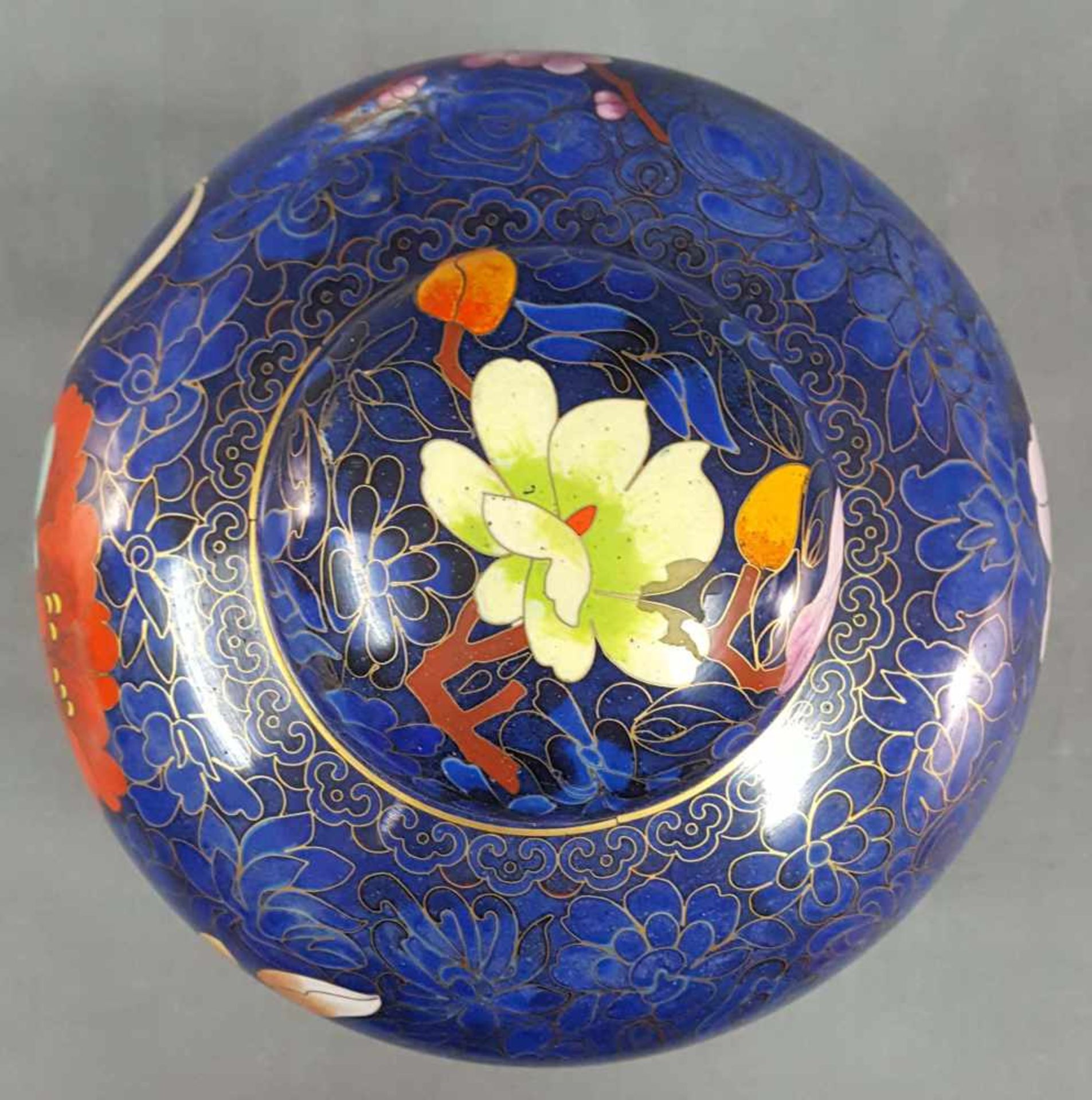 Cloisonne lidded vase with lotus flower. Ginger pot. - Image 5 of 9