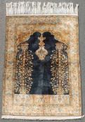 Qum silk Persian carpet. Iran. Fine knotting.