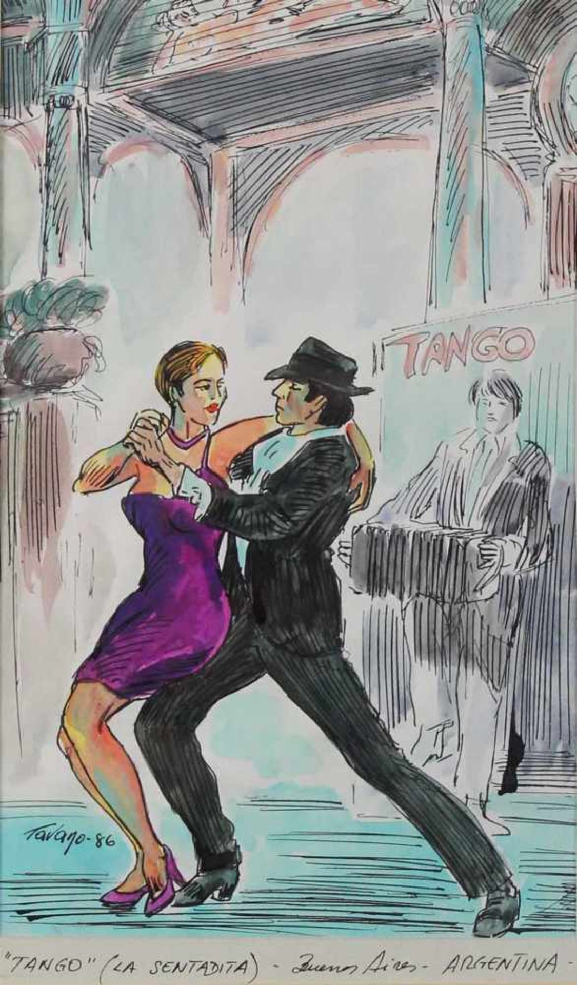 Carlos TAVANO (XX). Two watercolors. "Tango". 1986. - Image 5 of 8