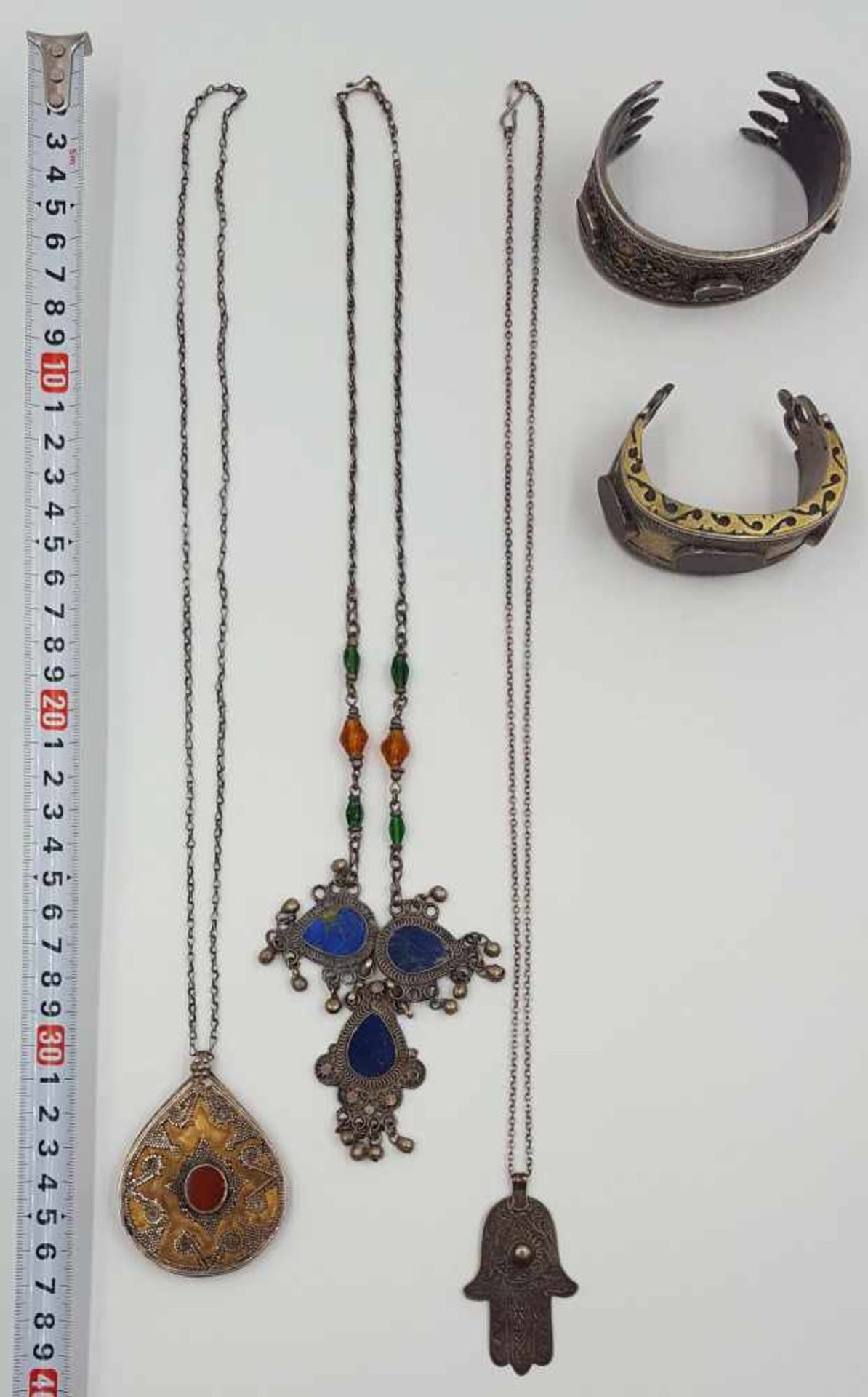6 parts jewelry, ethnologica. Also silver, Carnelian, Lapis Lazuli. - Image 4 of 14