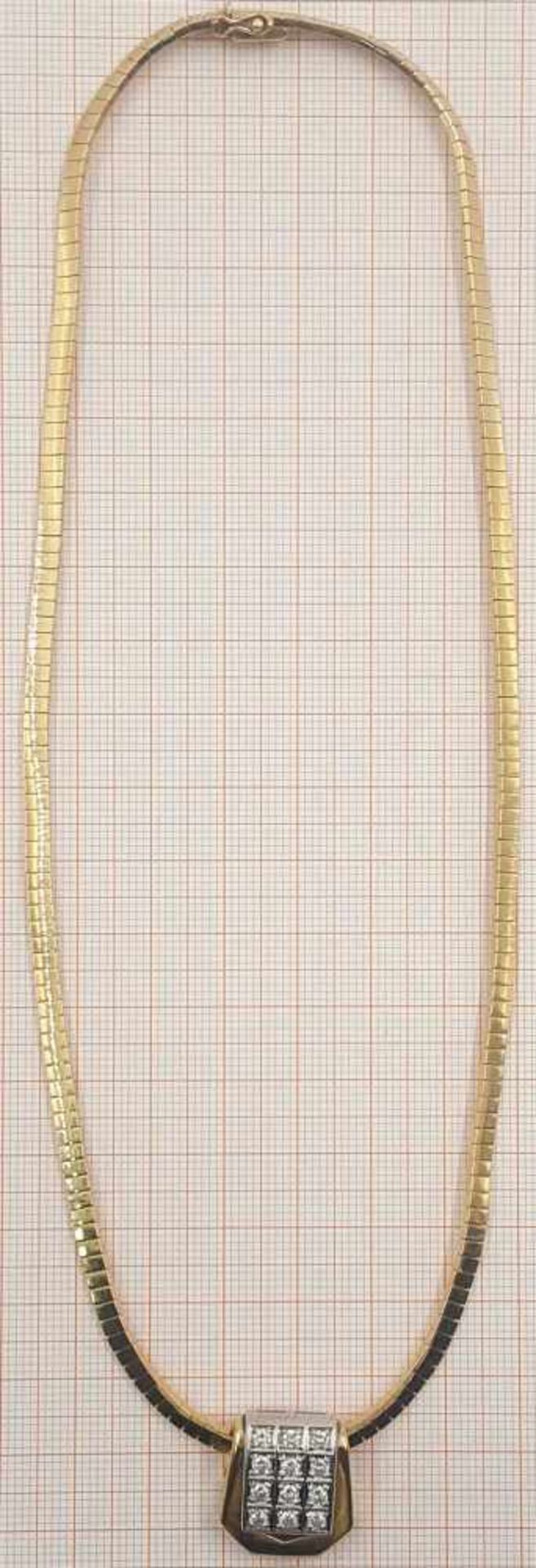 Necklace, 750 yellow gold and pendant with 12 diamonds. - Image 6 of 8