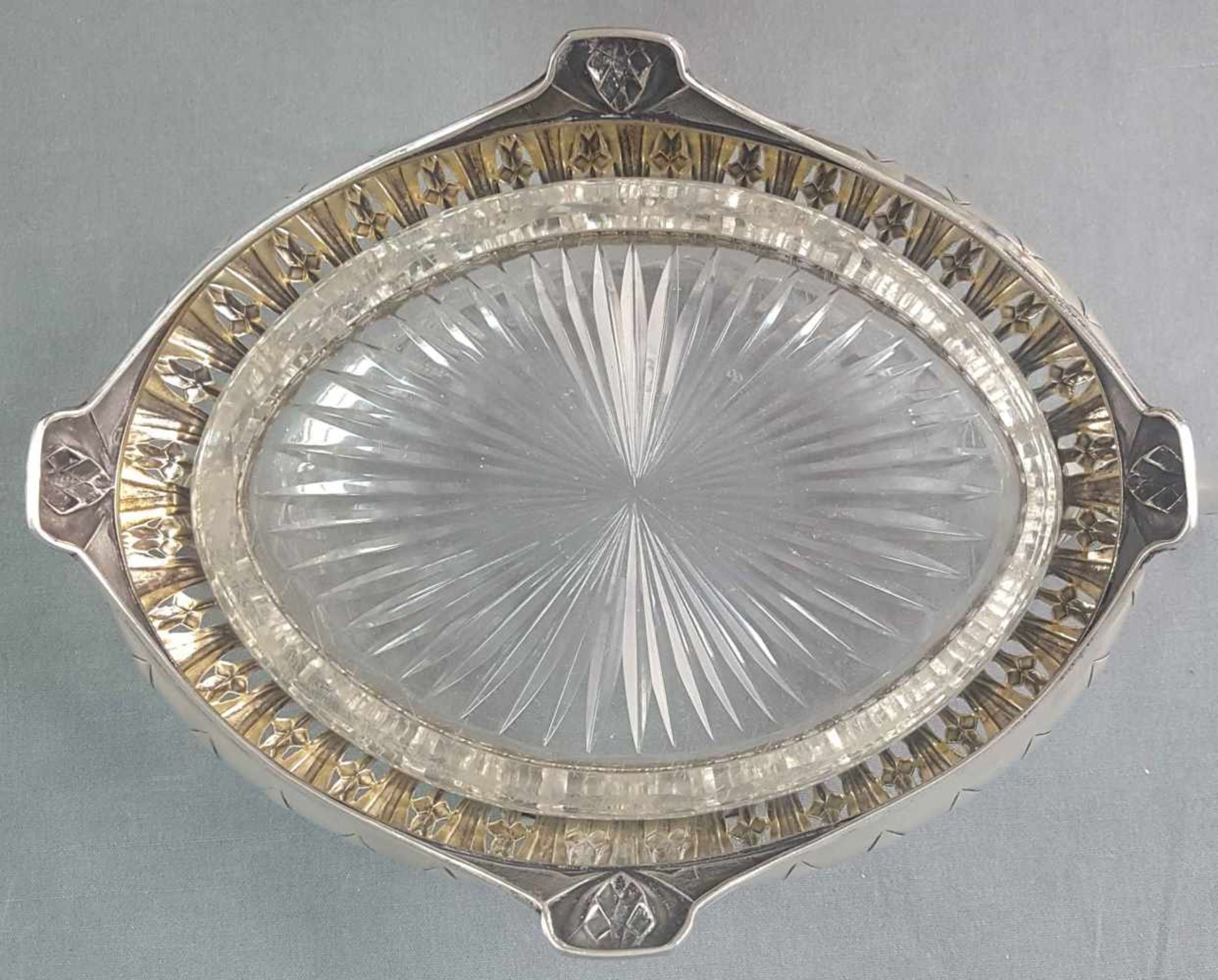 Jardiniere. Silver with original lead crystal glas insert. - Image 10 of 12