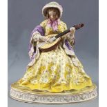 Porcelain figure, lady with lute, Dresden.