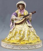 Porcelain figure, lady with lute, Dresden.