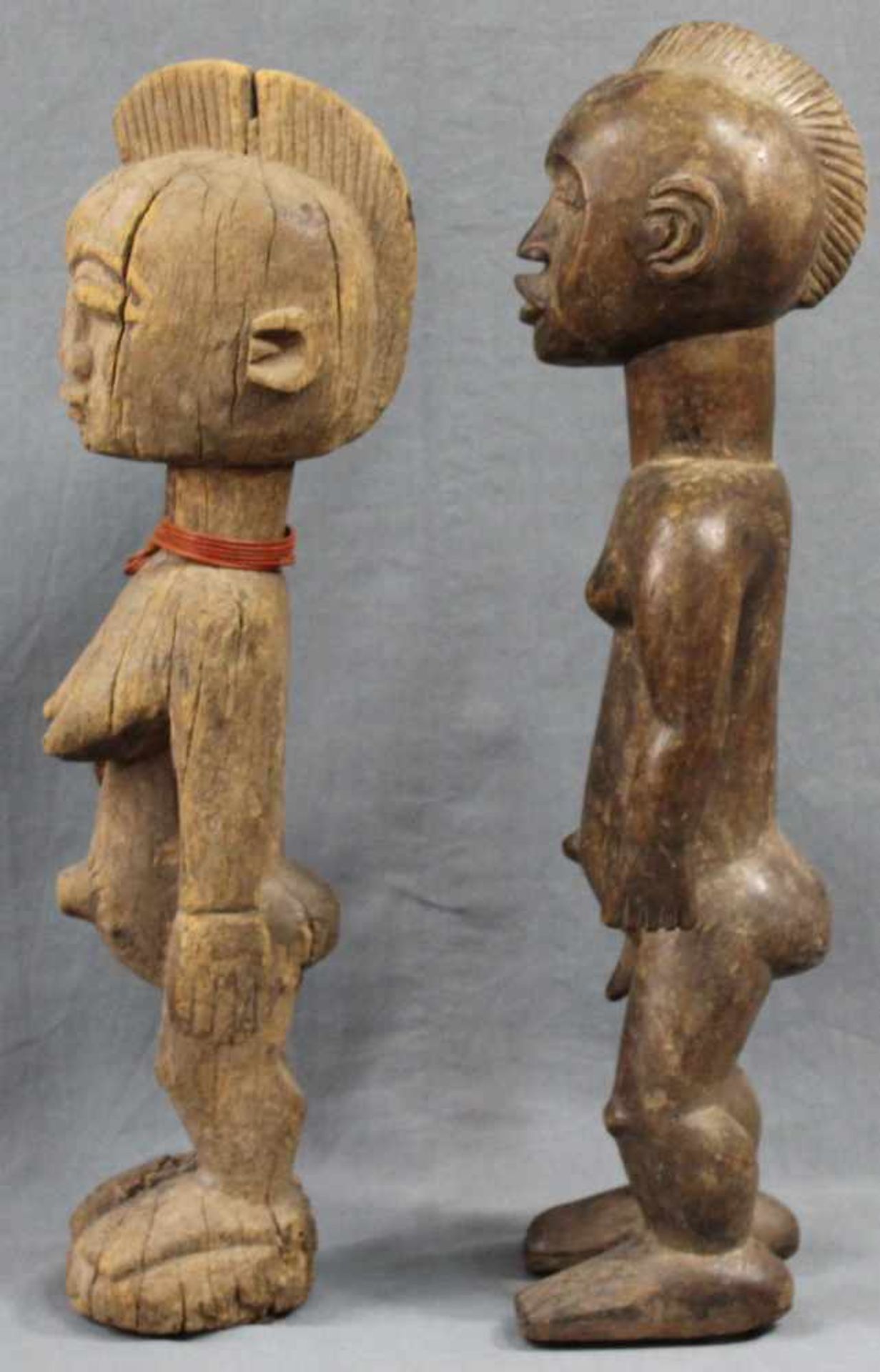 2 figures. Woman and man. Wood. Up to 50 cm high. - Image 5 of 9