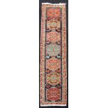 Azeri Persian carpet. Runner. Iran. Old. Mid 20th century.