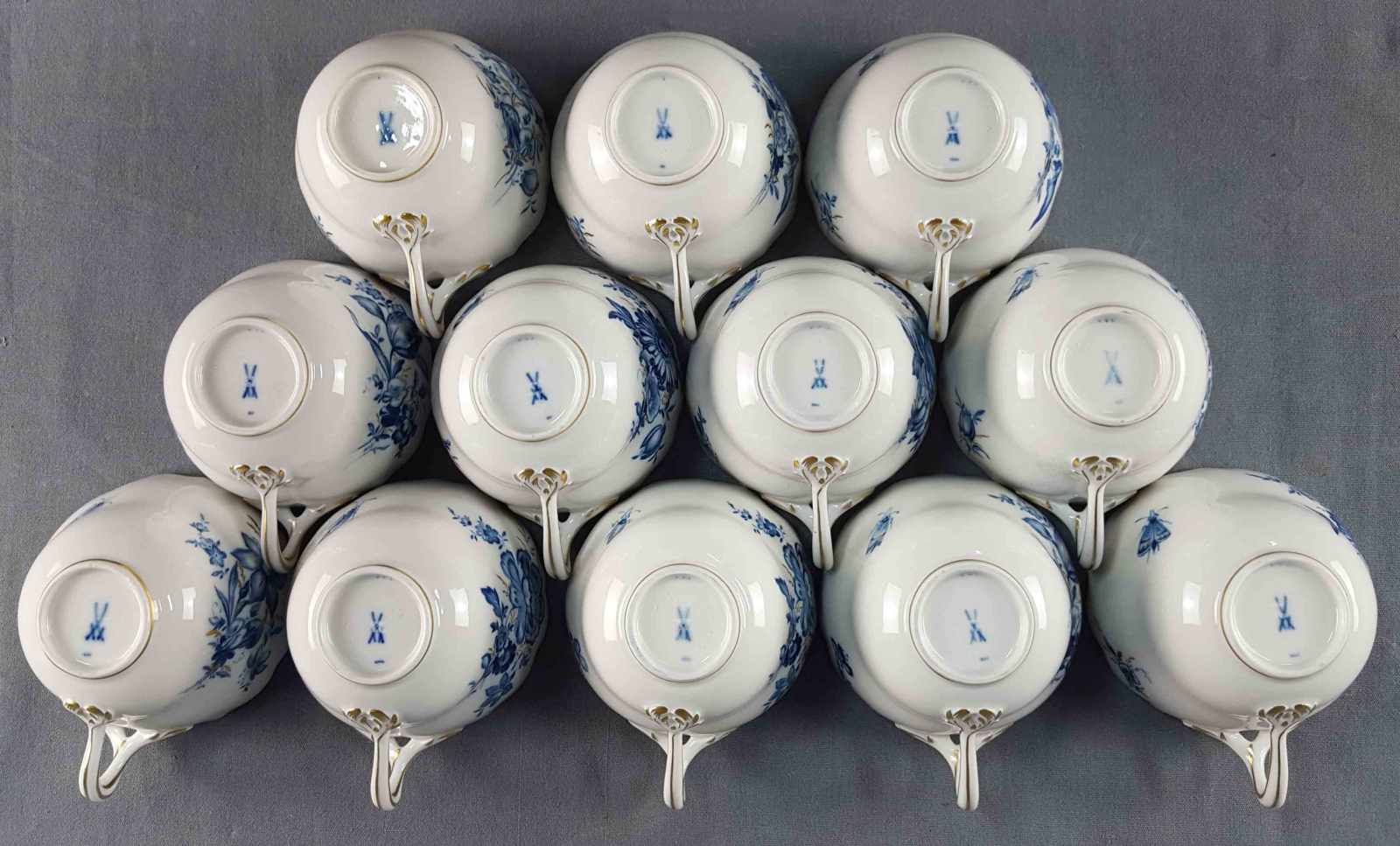 Coffee service Meissen porcelain for 12 persons. No coffee pot. - Image 9 of 19