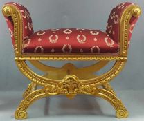 Empire-style chair, carved wood, gold-colored.