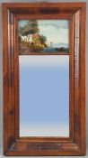 Biedermeier mirror. With reverse glass picture. Mahogany. 19th century.