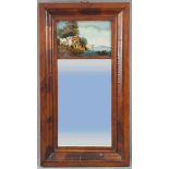 Biedermeier mirror. With reverse glass picture. Mahogany. 19th century.