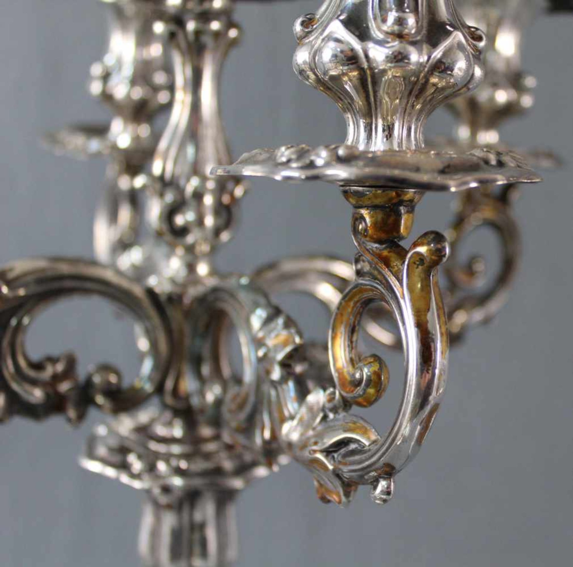 A pair of candlesticks, silver-plated, 5 flames. Punches. - Bild 4 aus 16