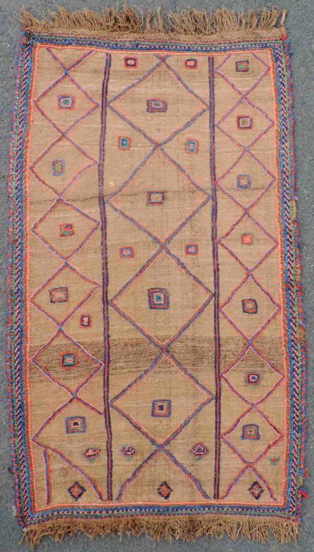Turkoman kilim tribal carpet. Turkmenistan / Afghanistan. Antique, around 1900.