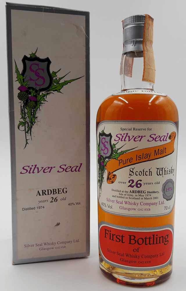 Ardbeg - Silver Seal, Pure Islay Malt, 26 year old Whisky. First Bottling.