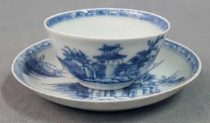 Cup and saucer. China. Blue white porcelain. Around 1750.