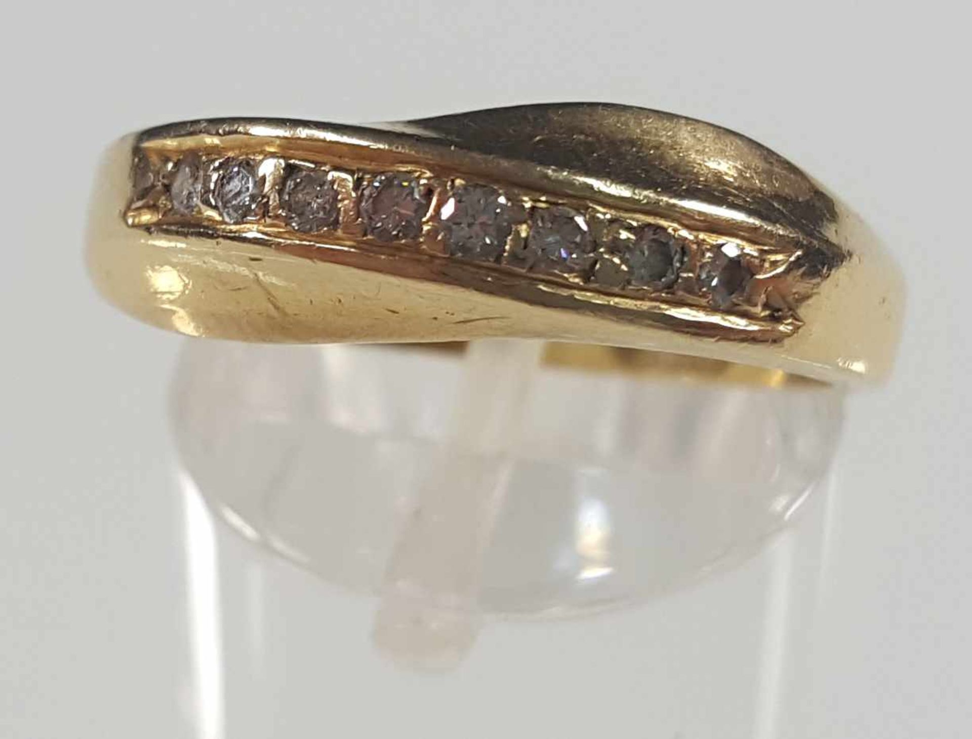 Ring 585 yellow gold with eight diamonds. - Bild 9 aus 11