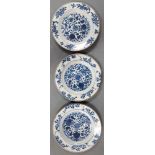 3 plates of porcelain. Proably China, 1 half of the 18th century.