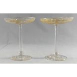 2 centerpieces crystal cut with gold. Empire 18th / 19th Century.