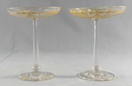 2 centerpieces crystal cut with gold. Empire 18th / 19th Century.