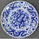 China. Blue - White Porcelain. Plate with dragon.