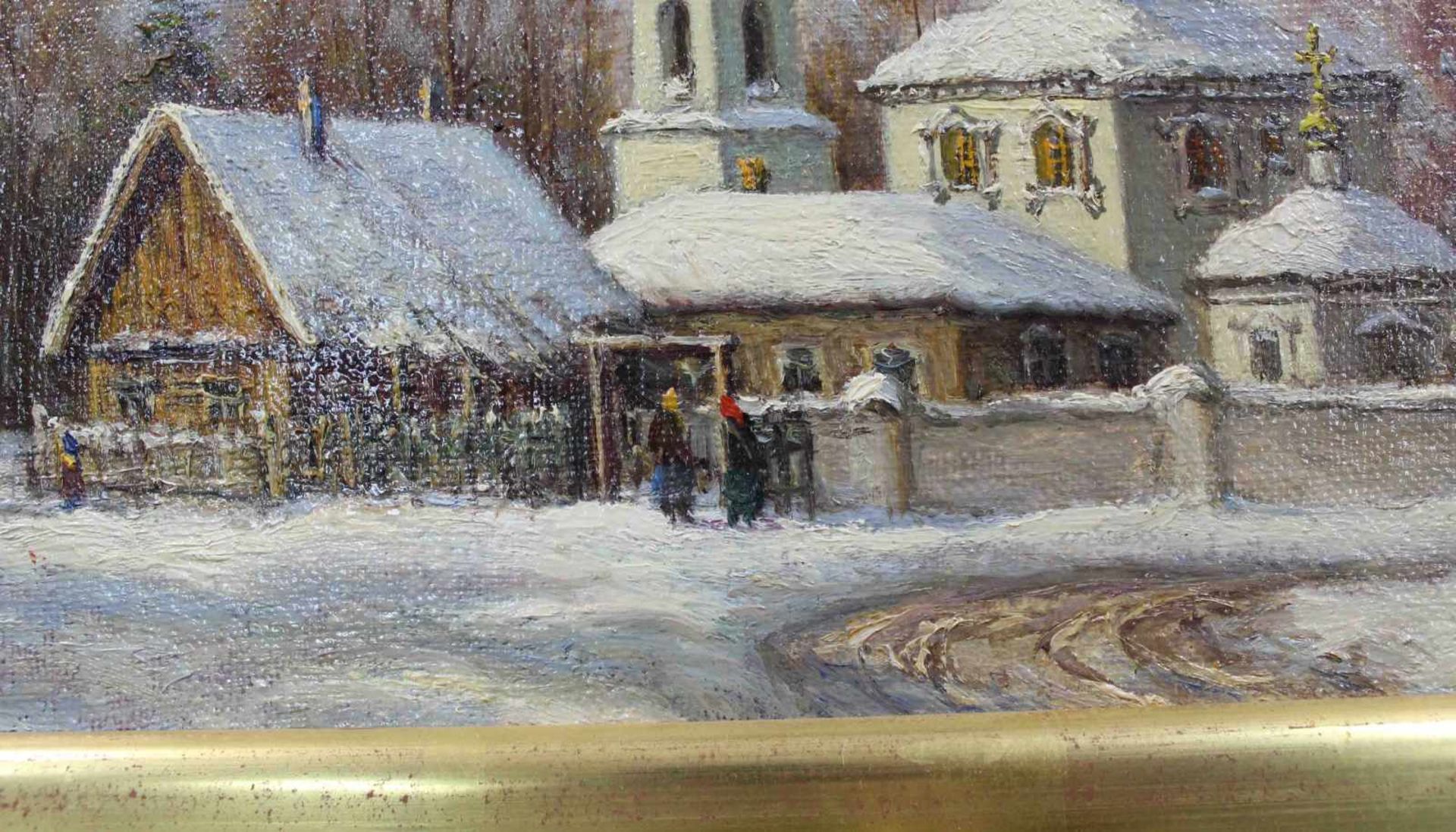 RUSSIAN SCHOOL (XX). Orthodox monastery in winter. - Bild 4 aus 5