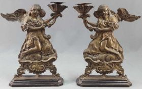 Pair of candlesticks. Angels. Probably 18th / 19th century.