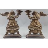 Pair of candlesticks. Angels. Probably 18th / 19th century.