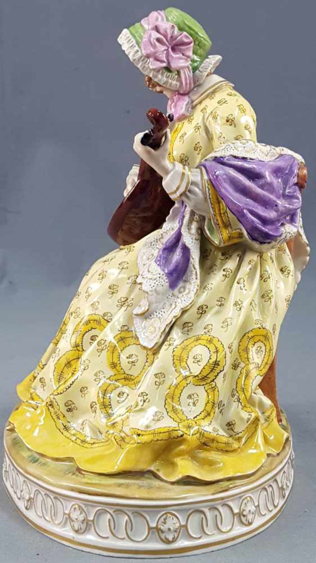 Porcelain figure, lady with lute, Dresden. - Image 3 of 9