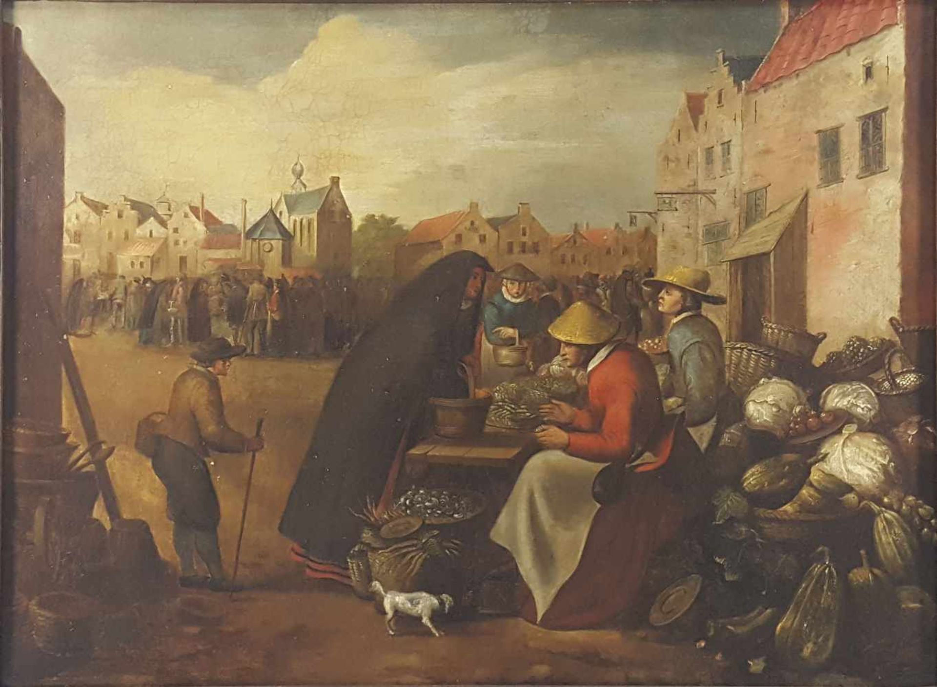 UNSIGNED (XVII - XVIII). Dutch school. Large market scene.