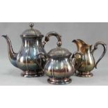 Silver 800. Coffee pot, milk jug and sugar bowl with lid.