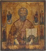 ICON PAINTER (XVIII - XIX). ''Saint Nicholas of Myra'' with 6 companion figures.