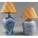 2 vases converted into lamps. Proably China. One marked.