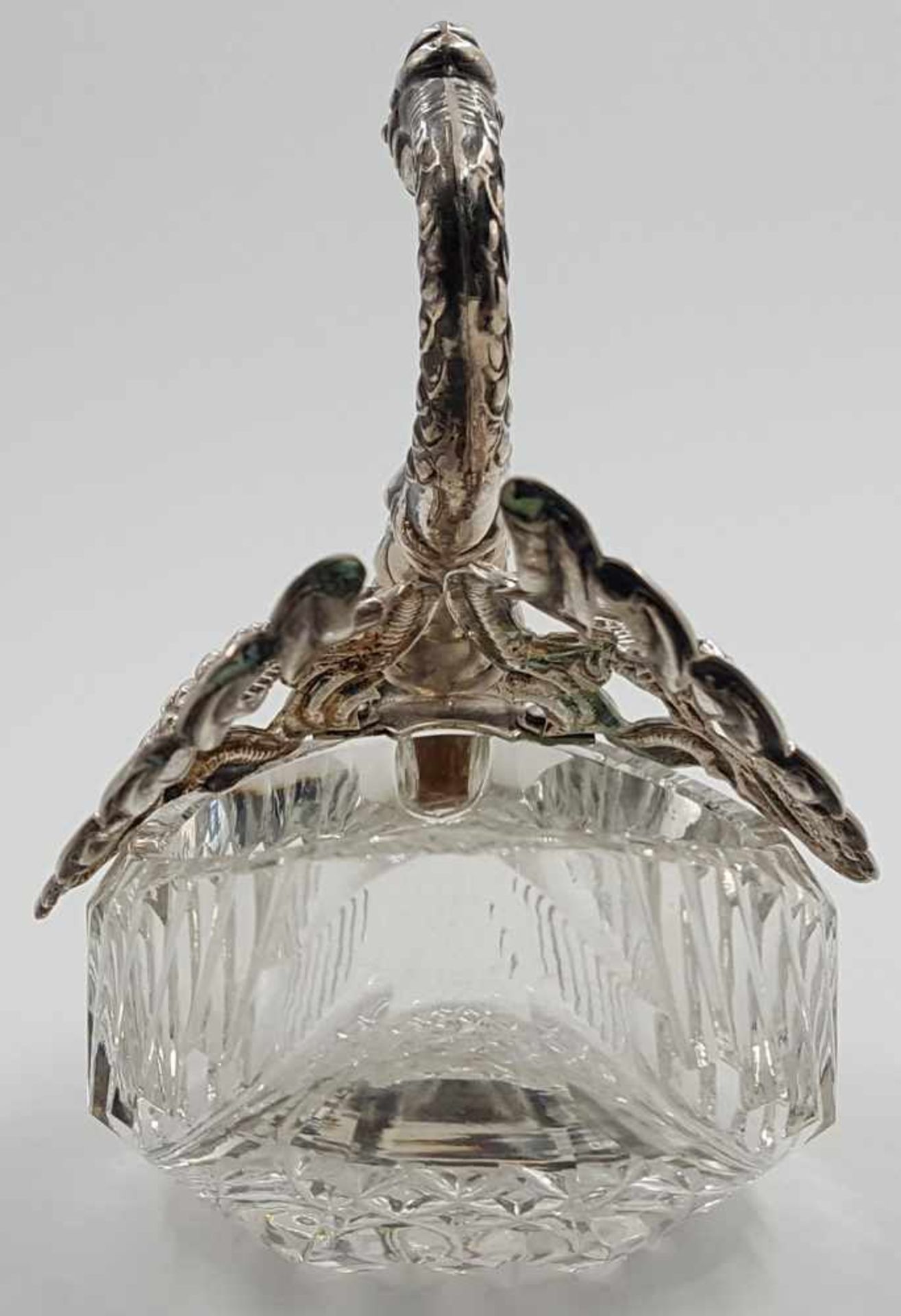 Swan vessel. Swan 835 silver. Lead crystal glass body. - Bild 2 aus 9