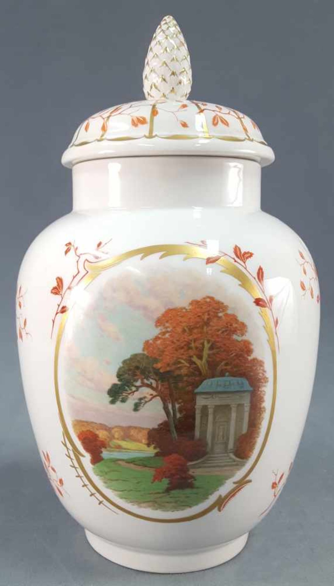 KPM vase with lid, model number 6321. Temple.