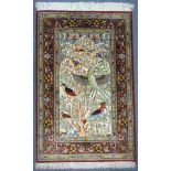 Qom silk pictorial rug. Paradise Garden. Very fine knotting.