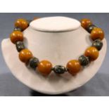 Amber necklace. Intermediate balls probably silver. Egypt.