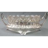 Jardiniere. Silver with original lead crystal glas insert.