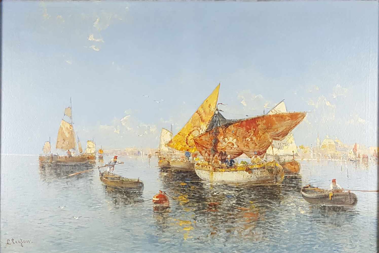 INDISTINCTLY SIGNED (XIX). Sailing boats in the Venice lagoon.