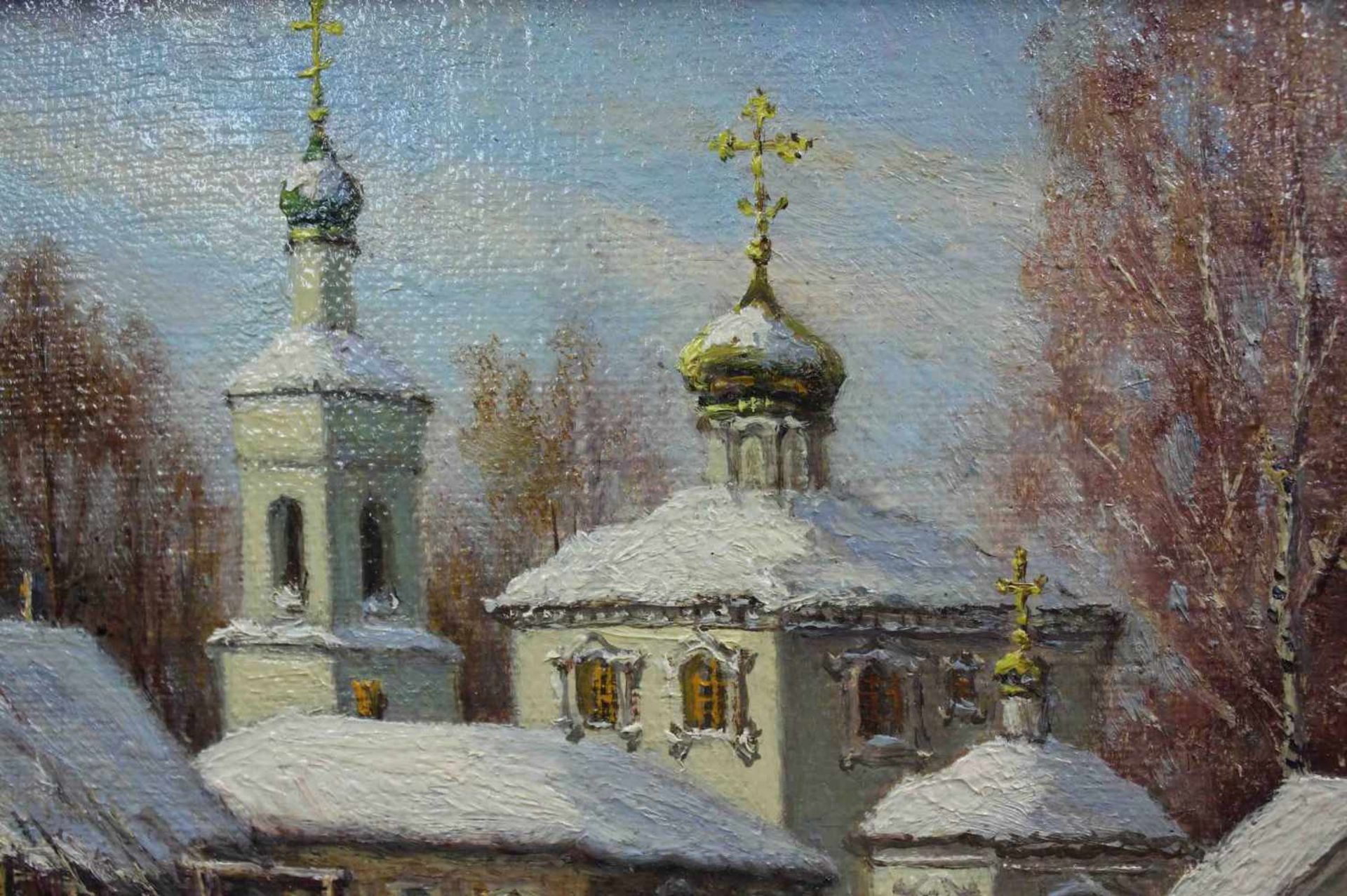 RUSSIAN SCHOOL (XX). Orthodox monastery in winter. - Bild 3 aus 5