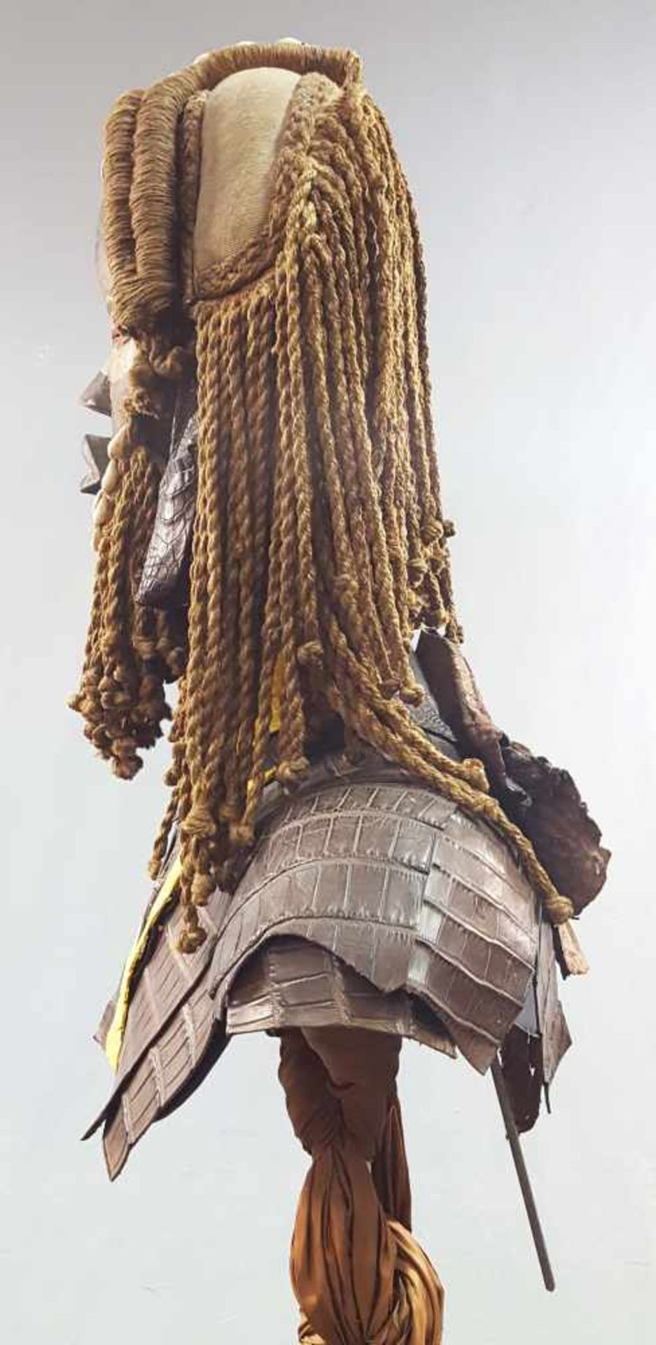 Mask. Wood and textile. 183 cm high with stand. Africa. - Image 2 of 7
