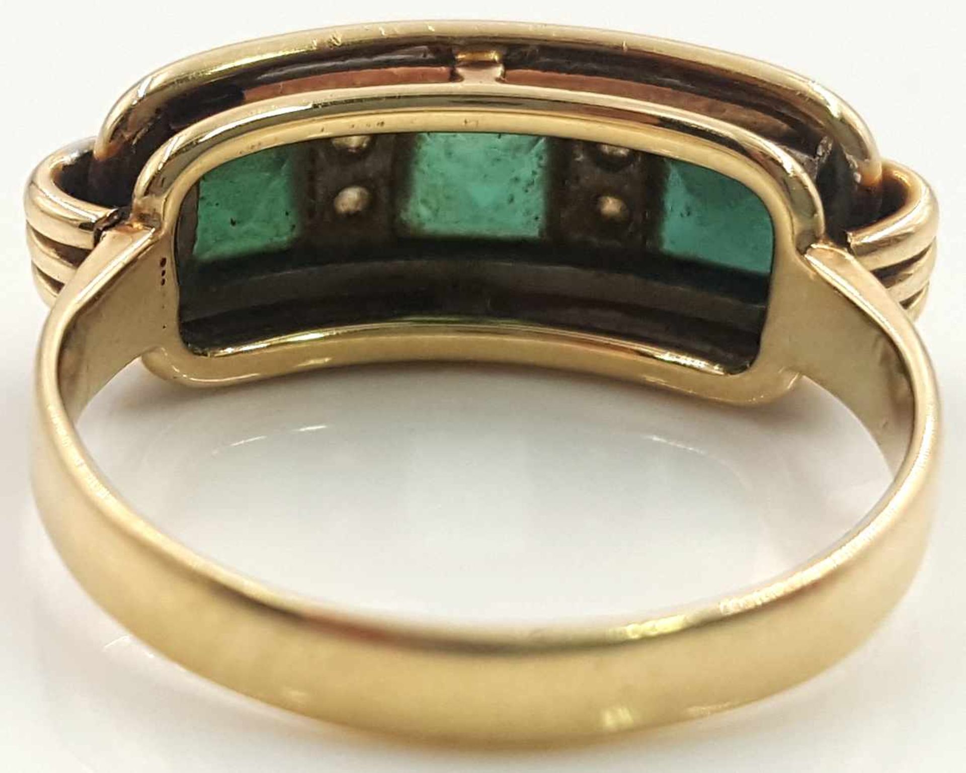 Ring, yellow gold 585, et al. With 3 green gemstones. - Bild 2 aus 7