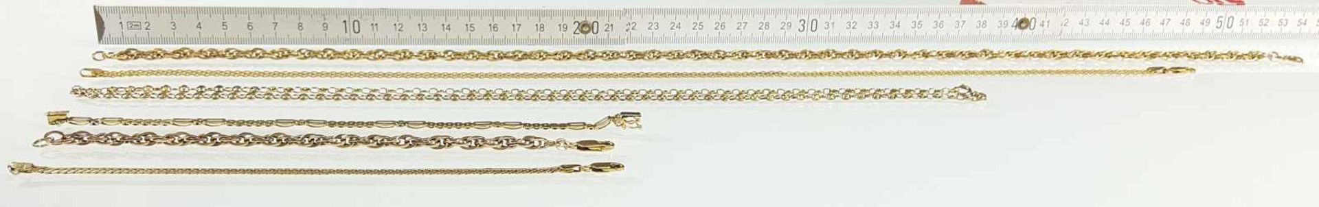 Three chains and three bracelets, each 750 yellow gold. - Image 2 of 5