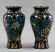 2 Cloisonne vases. A few. Proably China old. Each 17 cm high.